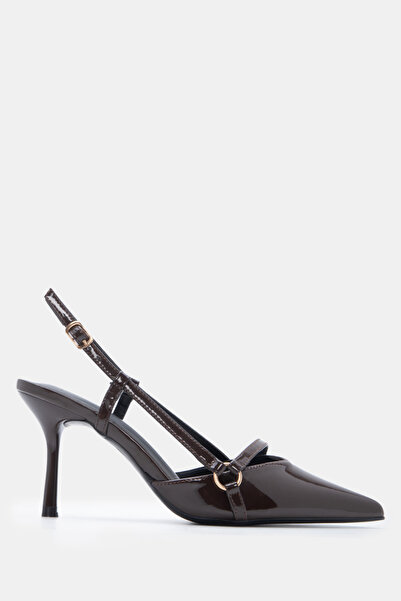 Luigi Μυτερές γόβες slingback με διακοσμητικό λουράκι - Σκούρο καφέ - 38