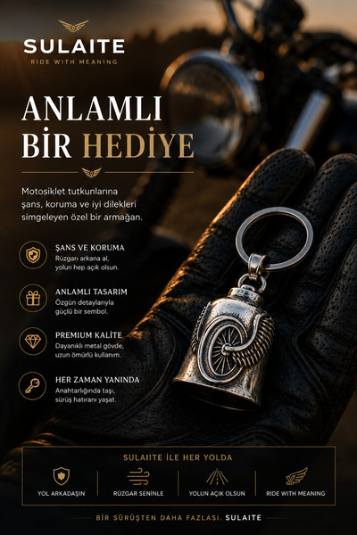 SULAITE Motosiklet Aksesuar Kanatlı Tekerlek Figürlü Guardian Bell Gümüş Kapl...