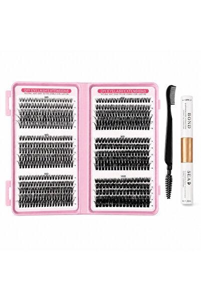 DIY Set of 30D–100D tufted false eyelashes, mixed lengths 8–16 mm, Bond & Sea...