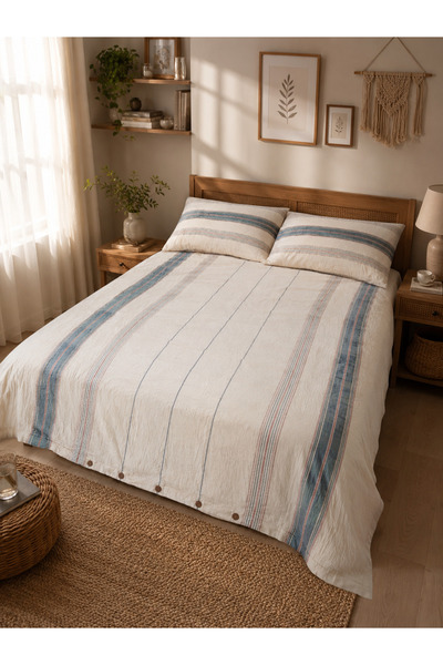 Lorenzella 100% Cotton Muslin Double Duvet Cover Set - Non-Ironing, Anti-Swea...