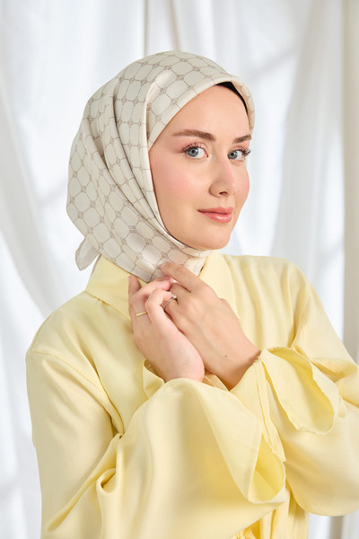 Silk Home Twill Silk Scarf Monogram Beige