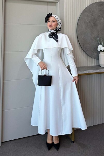 Şule Giyim Claris Cape Dress White