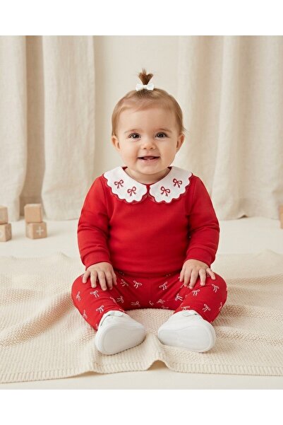 VOY KİDS Baby Girl Seasonal Bow Printed Baby Collar 9-12-18-24 Months Slim Fi...