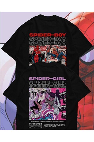 Minga London Black Spider Girl-Boy Back Printed 2-Piece Lover Friend Combinat...
