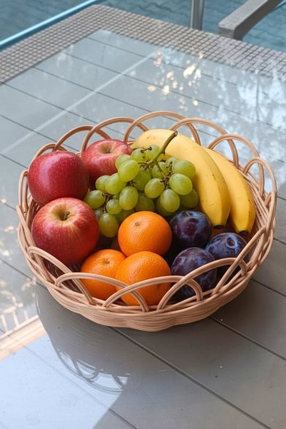 MaviMarinUrla El Yapımı Rattan Bambu Hasır Çok Amaçlı Sepet Mutfak Düzenleyic...