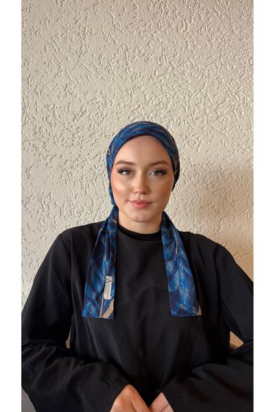 Anatolye Lacivert Dal Desen Bambu Eşarp Bone