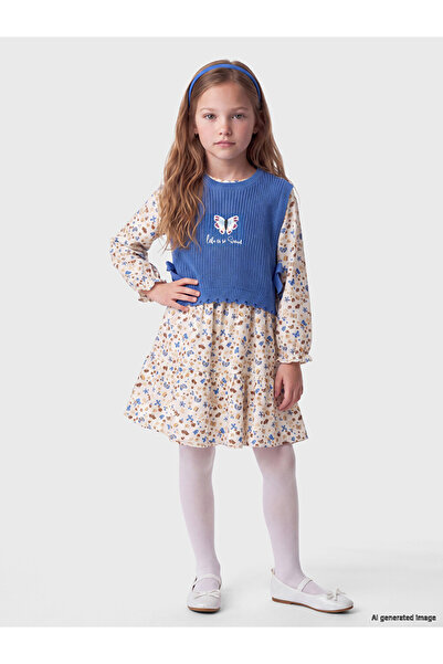 LC Waikiki Crew Neck Girls' Dress and Sweater Set