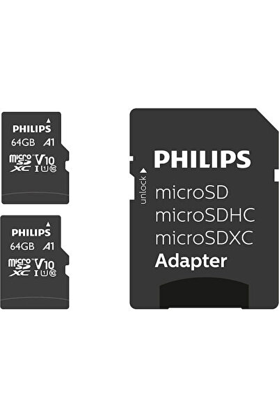 Philips MicroSDXC 64GB Κατηγορία 10 U1 V10 A1 UHS-I 80MB/s Με Αντάπτορα