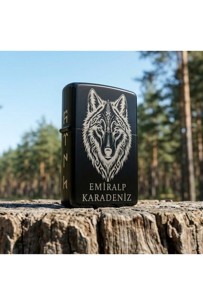 Loren Gift Bozkurt Temalı Kişiye Özel Benzinli Metal Çakmak