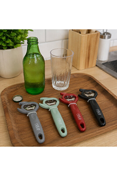 kitchen soft 4’lü Soda ve Şişe Kapağı Açacağı Seti – Paslanmaz Çelik, 14 cm