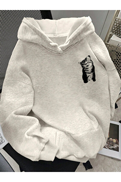 MODARİCH Unisex Kadın/Erkek FLAŞ Özel Tasarım Baskılı Oversize Pamuklu Kapüşonlu Sweatshirt