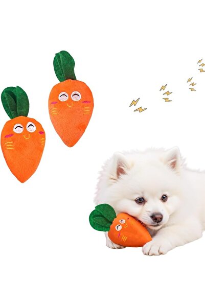 GENERAL Carrot Squeak Toys for Dogs, Vegetable Shaped Chew Toy with Rustle an...