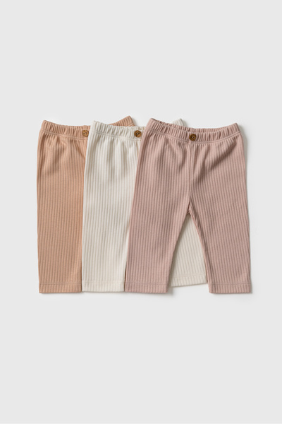 Moi Noi 3-Pack Organic Cotton Baby Tights Beige Salmon Mink