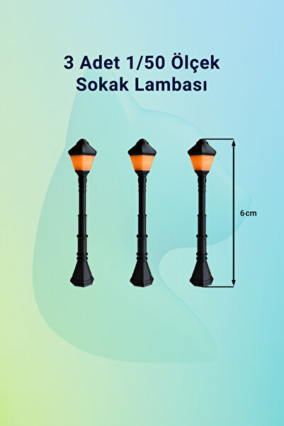 aysluka Minyatür Sokak Lambası 6 cm 3'lü Set (Işıksız)
