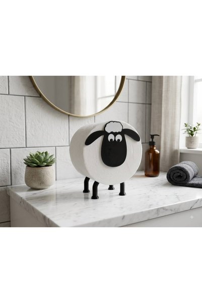 BİGMAN Decorative Toilet Paper Holder with 2 Sheep Figures