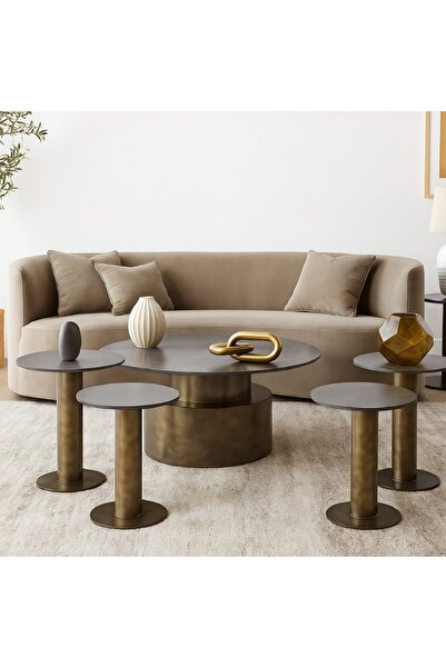 GLAMOURE HOME طقم طاولات قهوة وضيافة بتصميم متداخل متدرج