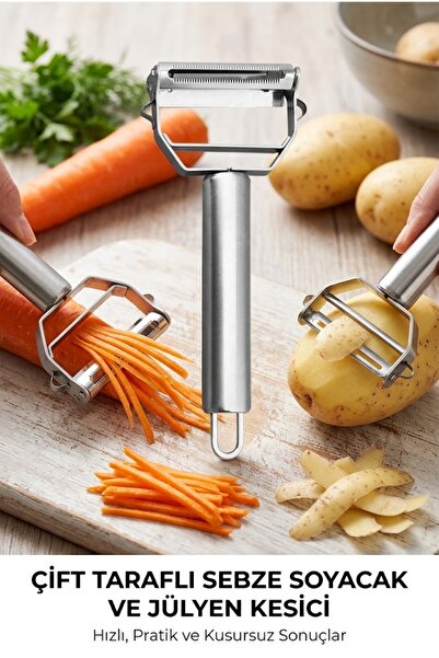 Sowo Home Dual-Function Julienne Peeler, Multi-Purpose Fruit and Vegetable Pe...