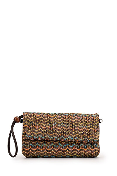 minebag Wooden Bead Detailed Portfolio Women's Crossbody Bag Nila Color Brown