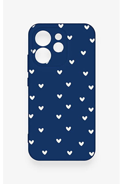 Vip Case Oppo Reno 15 Pro 5G Uyumlu Mini Beyaz Kalp Lacivert Desenli Silikon ...