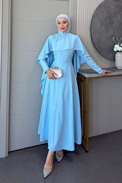 Şule Giyim Claris Cape Dress Baby Blue