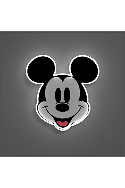 YELLOWPOP Lumină LED neon Disney cu fața lui Mickey, alimentată prin USB, albă