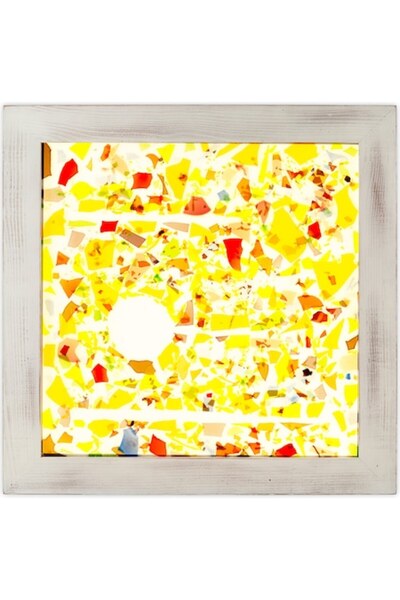 OEM Aplică de perete, 68x68cm, 40W, lemn masiv și sticlă fuzionată, multicolo...