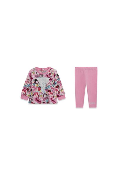 Guess Set hanorac și colanți pentru fete A6YG03K3898 Roz