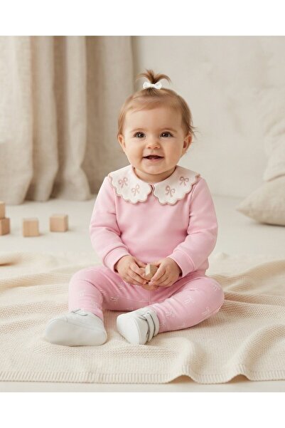 VOY KİDS Baby Girl Seasonal Bow Printed Baby Collar 9-12-18-24 Months Slim Fi...