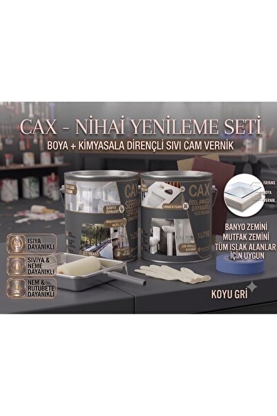 caxcolors CAX 1 Litre Islak Alan Fayans Mutfak Zemin Boyası ve Kimyasala Dire...