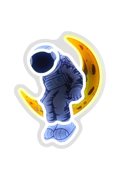 Beline Astronaut LED Neon pe Lună, Multicolor, Decor de perete USB