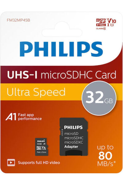 Philips microSDHC 32GB U1 UHS-I 10MB/s Με Αντάπτορα
