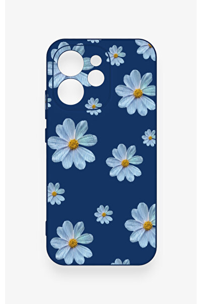 Vip Case Oppo Reno 15 Pro 5G Uyumlu Mavi Papatya Desenli Silikon Kılıf