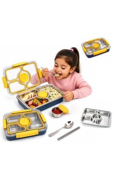 Twisoo Stainless Steel Lunch Box,3 Compartment Leakproof Bento Tiffin Box wit...