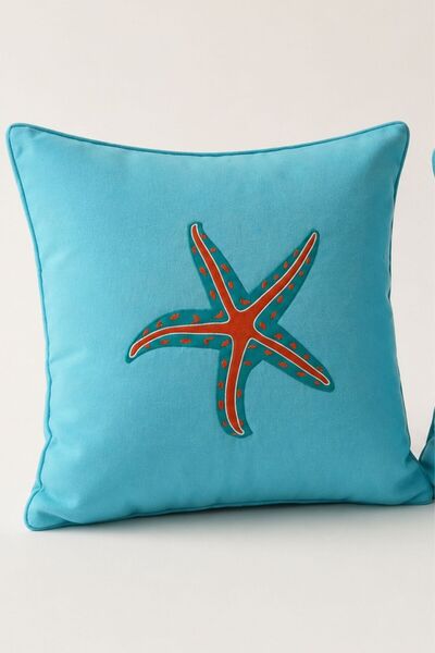 Elegancembroidery Starfish Embroidered Velvet Cushion Cover – Turquoise Corde...