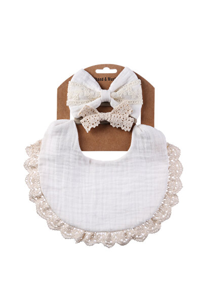Choice3 white 3Pcs/Set Solid Muslin Cotton Bamboo Baby Bib Tassel Lace Boy Gi...
