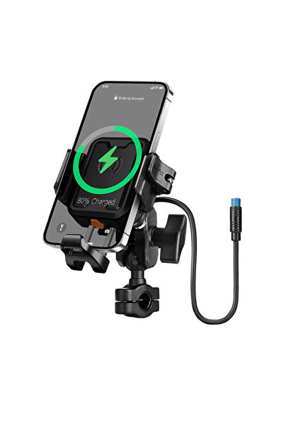 MOTOWOLF Moto Phone Holder with Wireless Charging + Type-C – Aluminum, Anti-V...
