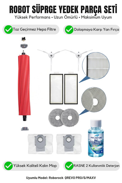 Asgard Grup Compatibil cu Roborock QREVO PRO/S/MAXV 1 perie principală 2 peri...