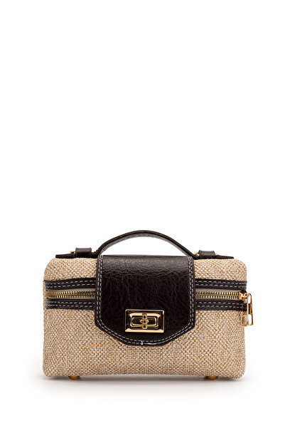 minebag Lock Detailed Box Form Faux Leather Women's Crossbody Bag Lulu Linen ...