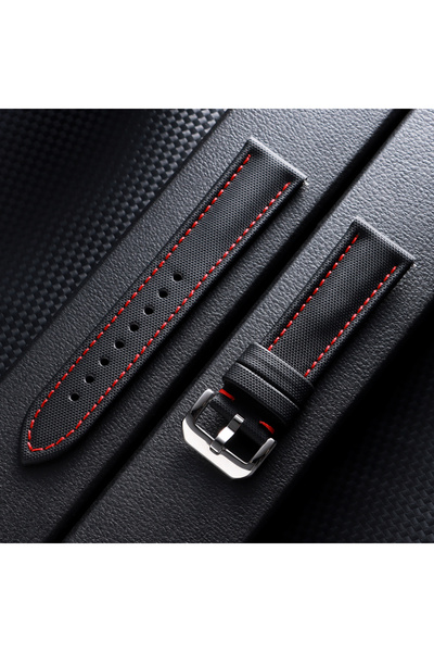 choice2 20mm Black-Red High Quality Waterproof Sailcloth Watch Band Premium S...