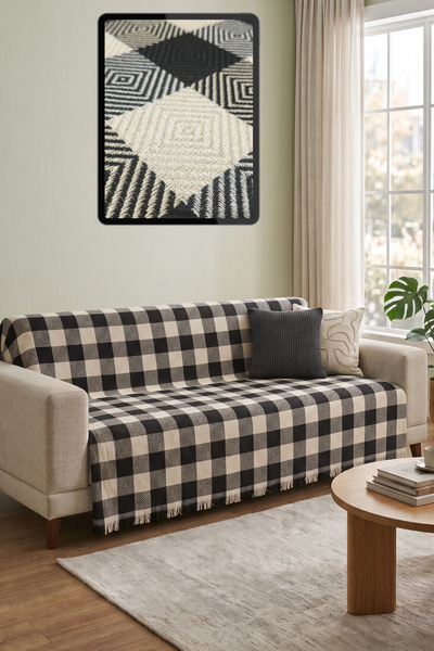 MUEV Buldan İşi Pamuklu Koltuk Örtüsü & Çok Amaçlı Örtü 160 x 230