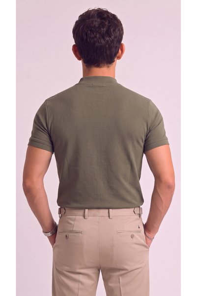 viyamen Men's Half Turtleneck Short Sleeve T-Shirt Basic Slim Fit