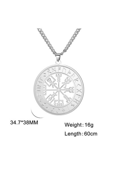 Choice Steel Color A Vintage Nordic Rune Necklaces for Men Stainless Steel No...