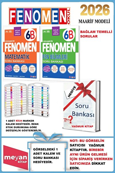 Fenomen Yayıncılık 6.Sınıf 6B Matematik ve 6B Fen Bilimleri Soru Bankası..Ric...