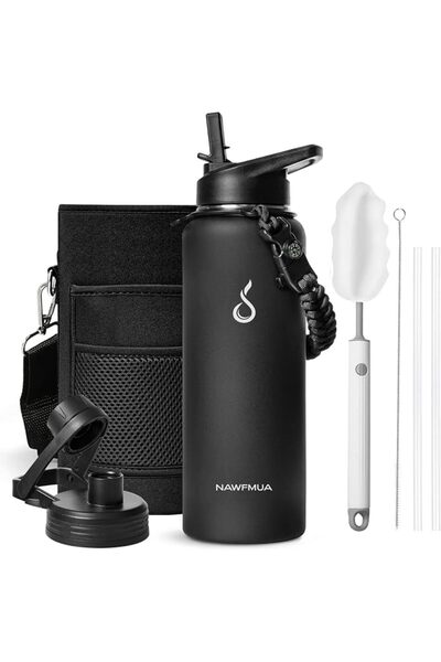 GENERAL Naofuma Wide Mouth 1L Bpa Free Sports Water Bottle Insulated Glass Wa...