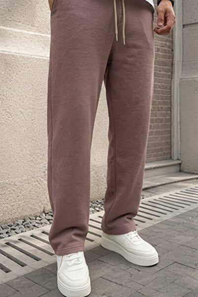 EydaMoon Men's Baggy Cut 3-Thread Winter Wide-Leg Oversize Sweatpants