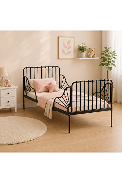 LastHome سرير أطفال أسود مقاس 80 × 170 سم