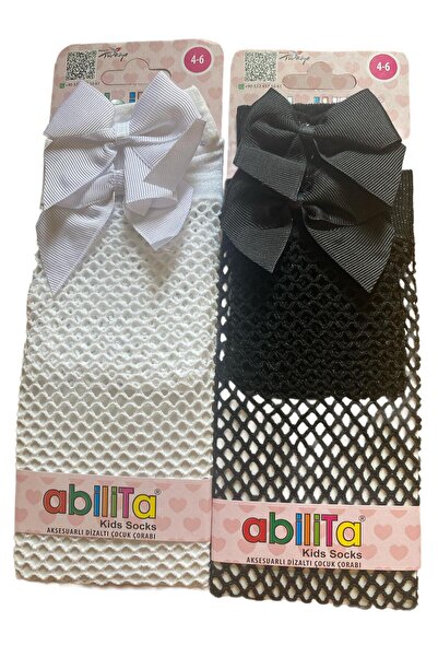 Generic Brand Black and White 2 Pieces of Knee-High Girls' Socks (4-6 Years Old)