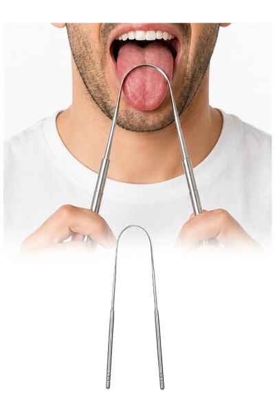 Ufak Tefek Şeyler Stainless Steel Tongue Cleaner Metal Tongue Scraper for Bad Breath Prevention Care Tool