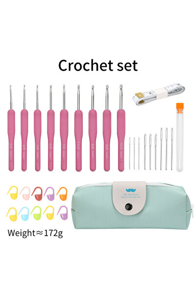 Choice 9PCS Pink Sets 9/37pcs Ergonomic crochet hook set Extra Long Kit Croch...