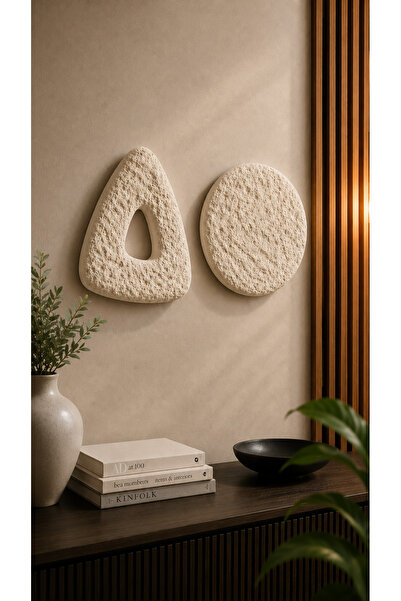 Muyika Design Wabi Sabi Wall Decor Set of 2 Black Concrete Stone Look Texture...